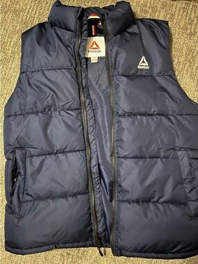 Reebok Navy Jacket with Red and White Logo Accents